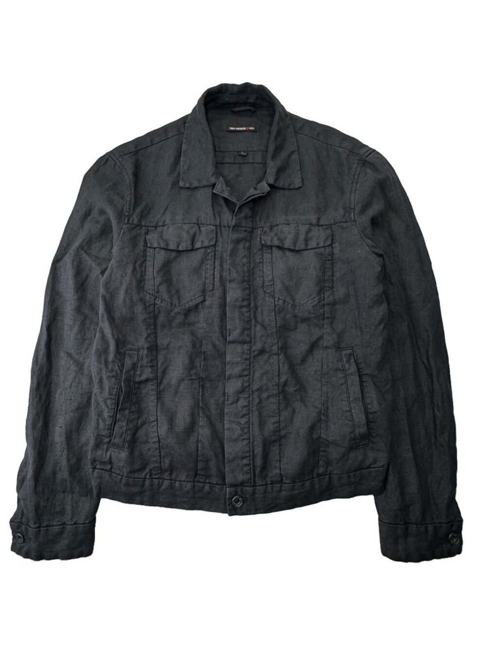 John Varvatos USA Coated Linen Trucker Jacket Men’s L Charcoal/Washed Black NWOT